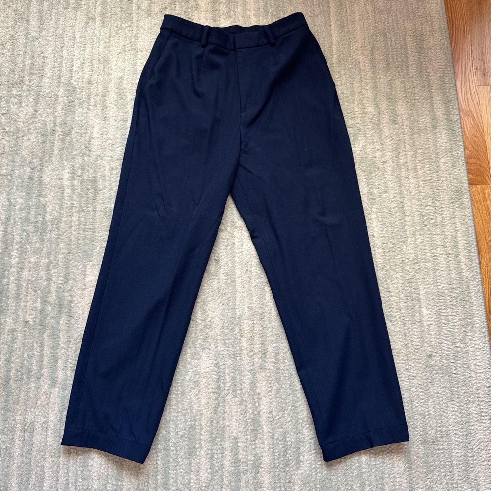 Uniqlo Navy Tailored Straight Leg Trousers